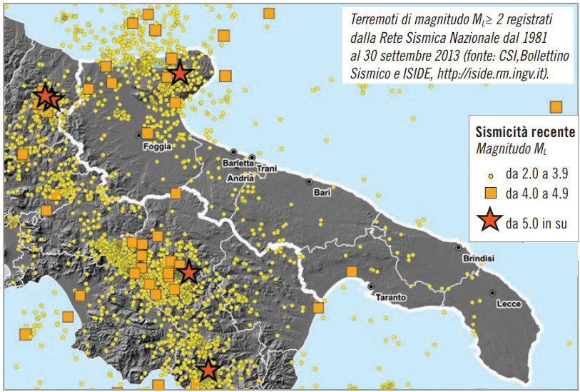 Terremoti in Puglia e Basilicata
