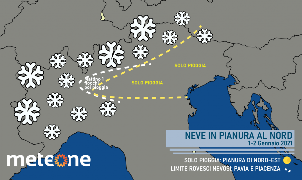 Neve al nord Capodanno 2021