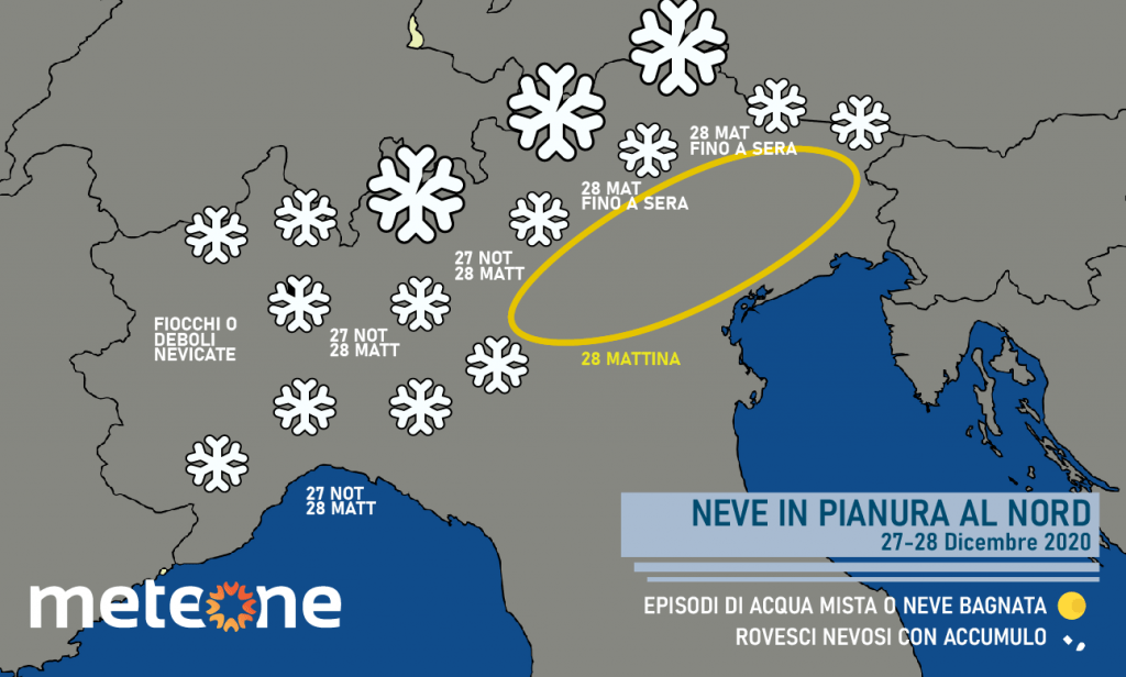 Neve in Pianura la nord: dove?