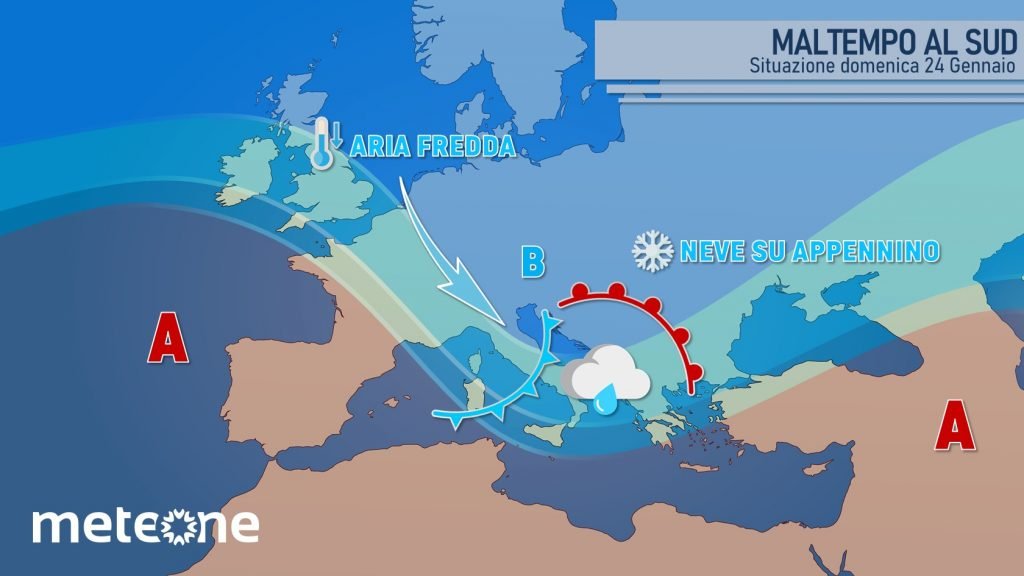 Nuova perturbazione atlantica 24 Gennaio