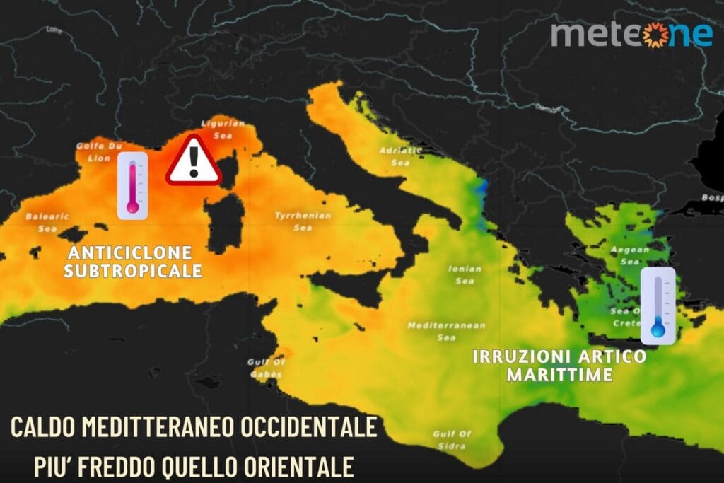 Caldo Mediterraneo occidentale, freddo quello orientale